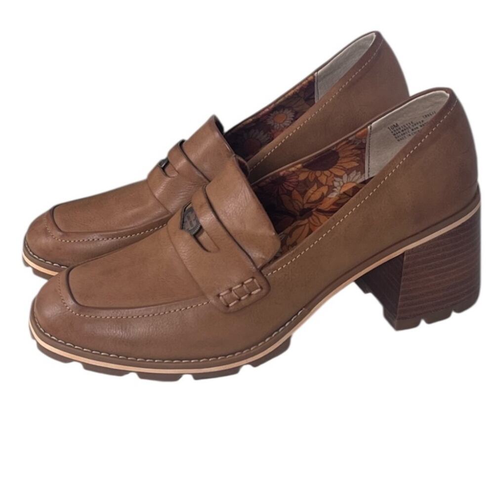 Korks Corsica Penny Loafer Women’s 10 Lugged Heel Slip On Tan New Without Box - Picture 1 of 10